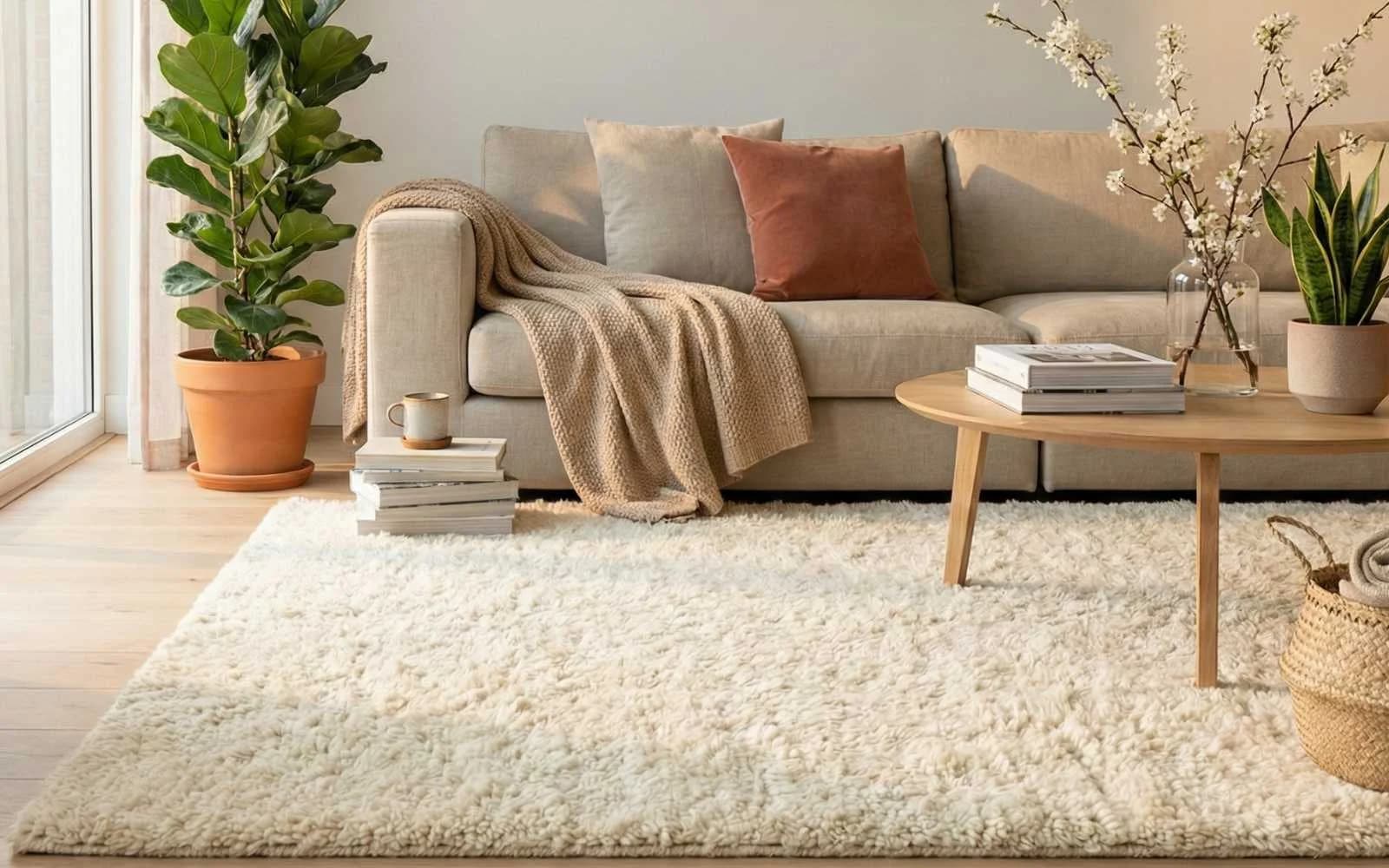Prachtig schoon vloerkleed in een modern interieur
